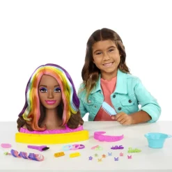 Barbie Castaña Fashion Style Peinados Arcoíris Neón<Mattel Discount