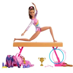 Barbie Castaña Profesiones Gimnasta con Set y Accesorios<Mattel Fashion