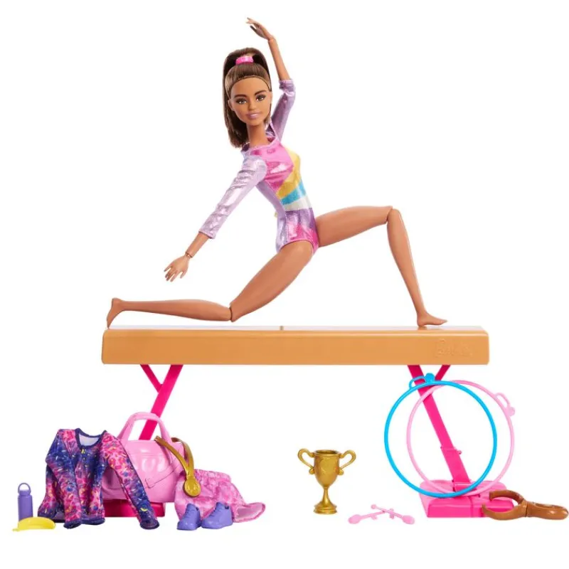 Barbie Castaña Profesiones Gimnasta con Set y Accesorios<Mattel Fashion