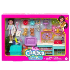 Barbie Chelsea Veterinaria Set con Mascotas y más de 15 accesorios<Mattel Clearance