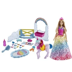 Barbie Fantasía Set de Juego Muñeca con Pony Arcoíris GTG01<Mattel Fashion