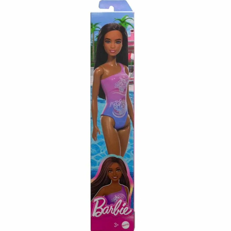 Barbie Fashion Doll & Beauty de Playa con Traje de Baño Morado<Mattel Outlet