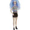 Barbie Fashion Doll & Beauty Cabello Azul, Blusa Rainbow, Minifalda y Botas<Mattel Fashion
