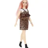 Barbie Fashion Doll & Beauty Cabello Rosa Fashion Dress Animal Print<Mattel Hot
