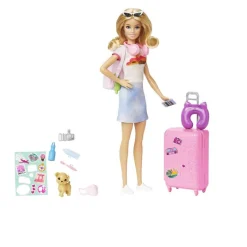 Barbie Fashion Viajera con Perrito Incluye 10 Accesorios de Viaje<Mattel Fashion