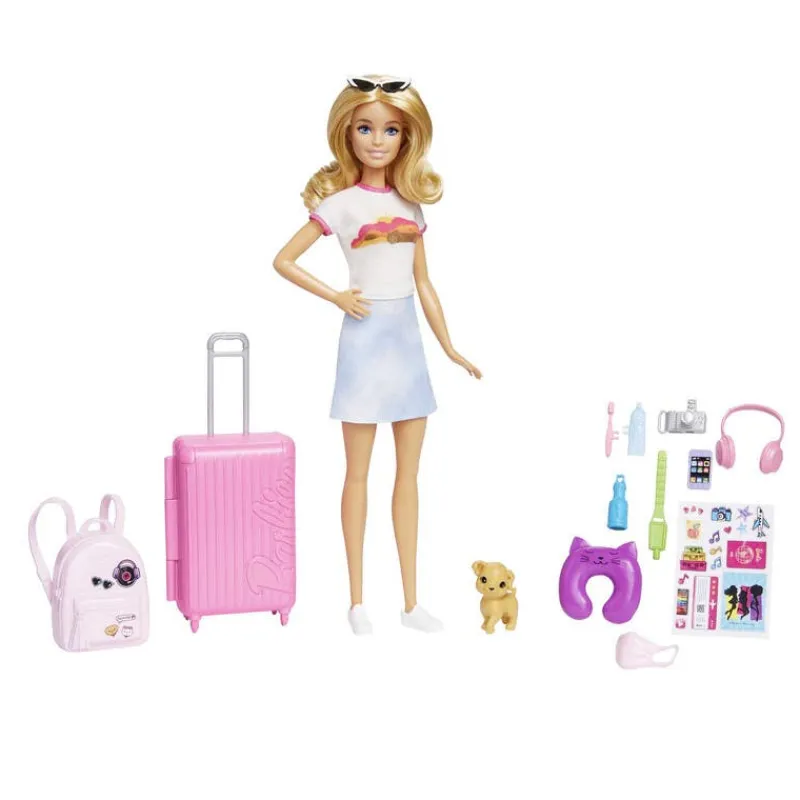 Barbie Fashion Viajera con Perrito Incluye 10 Accesorios de Viaje<Mattel Fashion
