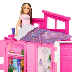 Barbie Glam Set Getaway House con 4 Áreas de Juego: Cocina, Baño, Dormitorio y TV Room<Mattel Sale
