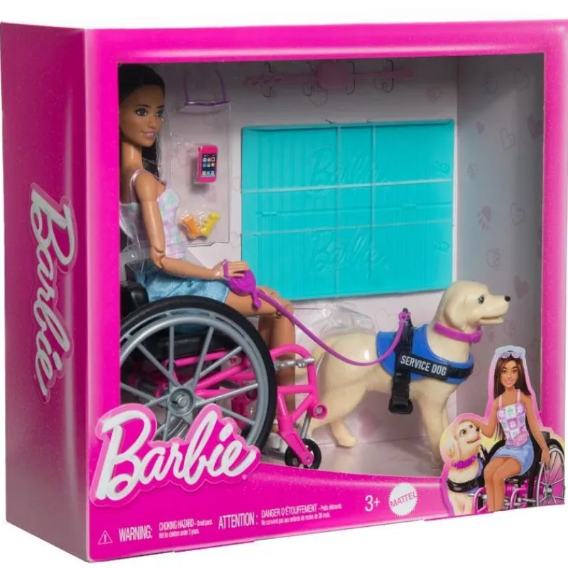 Barbie Inclusión Fashion Doll & Beauty con Silla de Ruedas y Perro Labrador de Servicio<Mattel Clearance