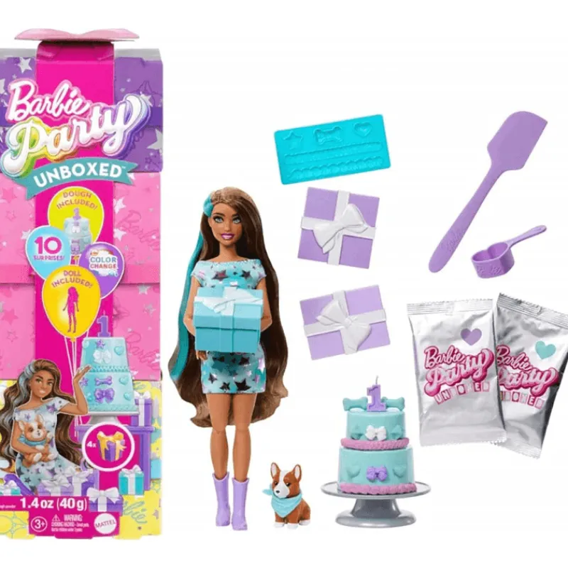 Barbie Party Unboxed Muñeca Get Ready With Me Vestido Morado JFG68-<Mattel Hot