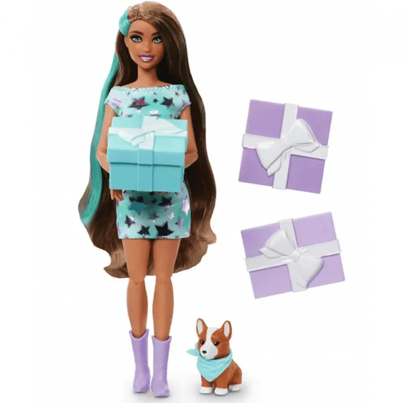 Barbie Party Unboxed Muñeca Get Ready With Me Vestido Morado JFG68-<Mattel Hot