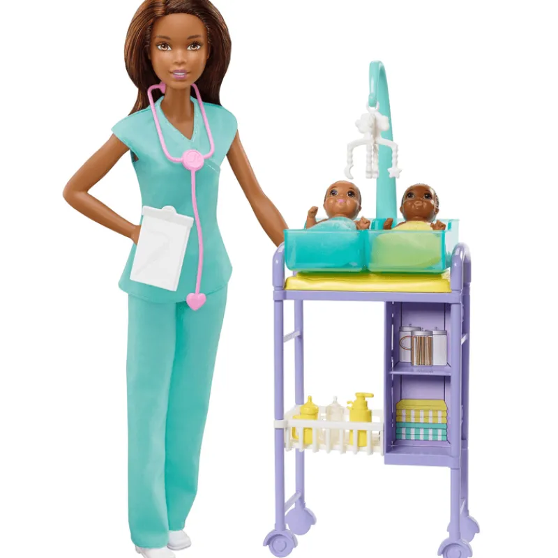 Barbie Profesiones Enfermera Set de Juegos con Bebés Gemelos y Accesorios<Mattel Online