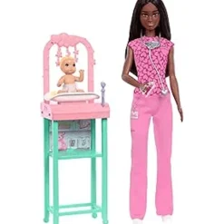 Barbie Profesiones Set Enfermera Cabello Oscuro con Bebé JCR71<Mattel Outlet