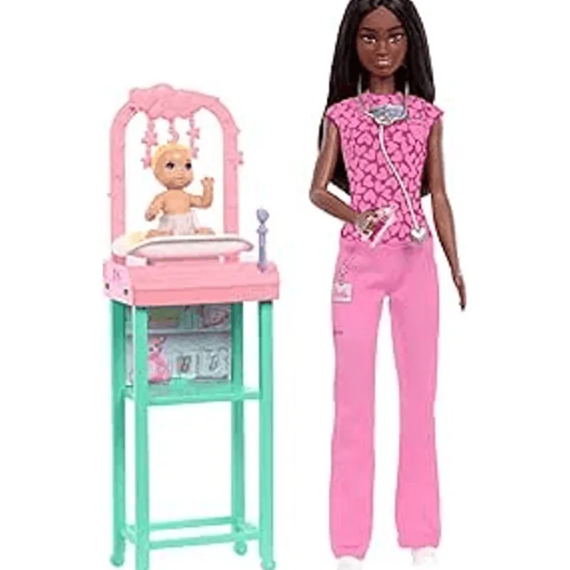 Barbie Profesiones Set Enfermera Cabello Oscuro con Bebé JCR71<Mattel Outlet