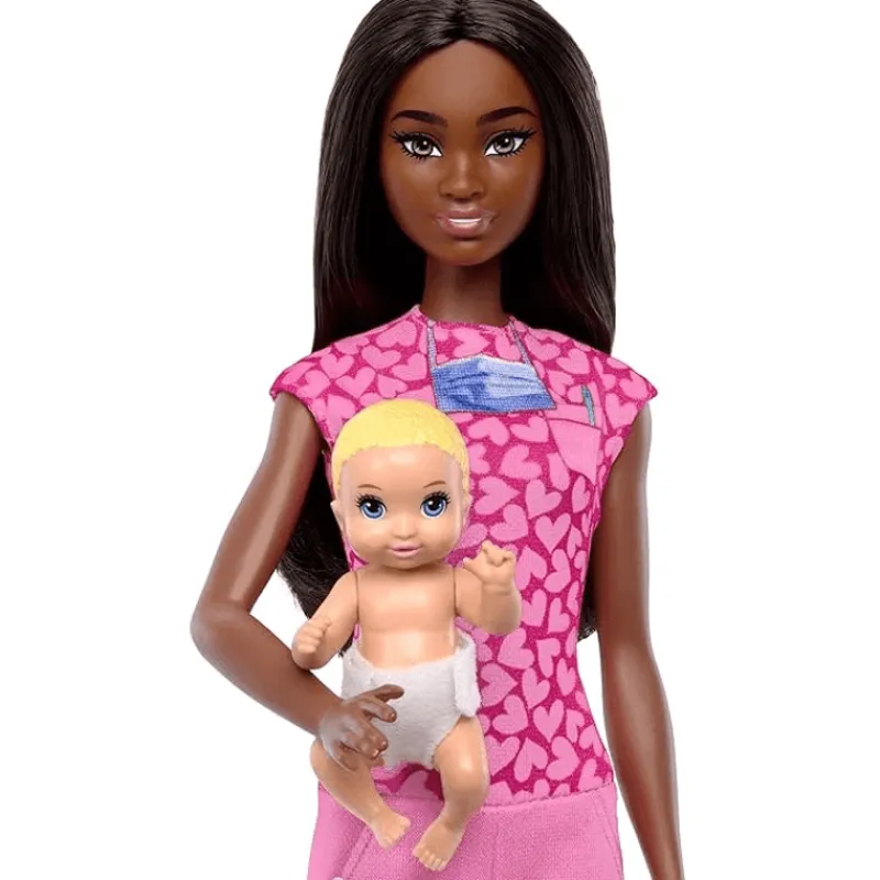 Barbie Profesiones Set Enfermera Cabello Oscuro con Bebé JCR71<Mattel Outlet