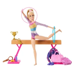 Barbie Rubia Profesiones Gimnasta con Set y Accesorios<Mattel New