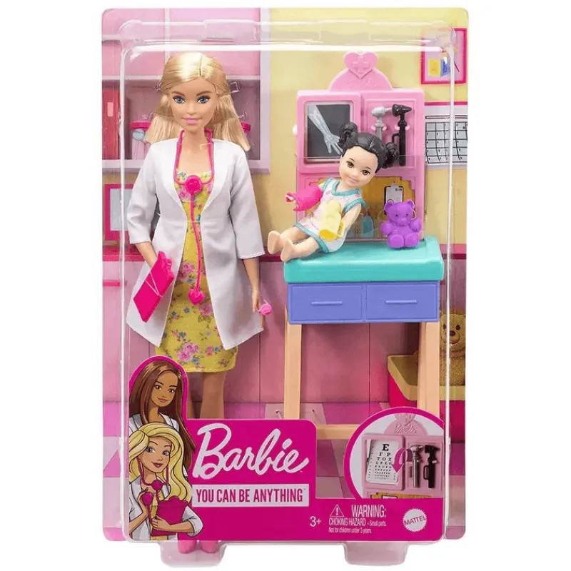 Barbie Rubia Profesiones Pediatra con Paciente Bebé<Mattel Clearance