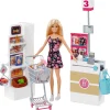 Barbie Set de Super Mercado con Caja Registradora, Carrito de compra y más de 25 accesorios<Mattel New