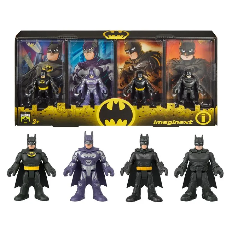 Batman 85 Aniversario Imaginext Pack de 4 Batman: Michael Keaton, George Clooney, Christian Bale y Robert Pattinson<Mattel Fashion
