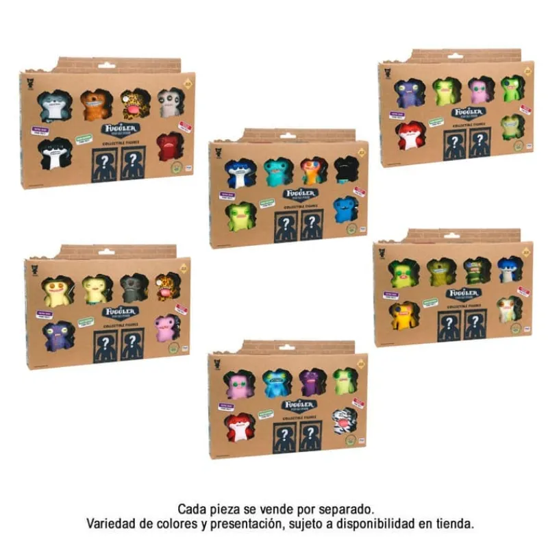 Fuggler collectible figures 8 pack Grin Yellow,Squidge Yellow,Alien Brown,Boogah Leopard,Squidge Purple,Mcgoo Lilac & 2 Surprise Fuggler FUG06000<Famosa New