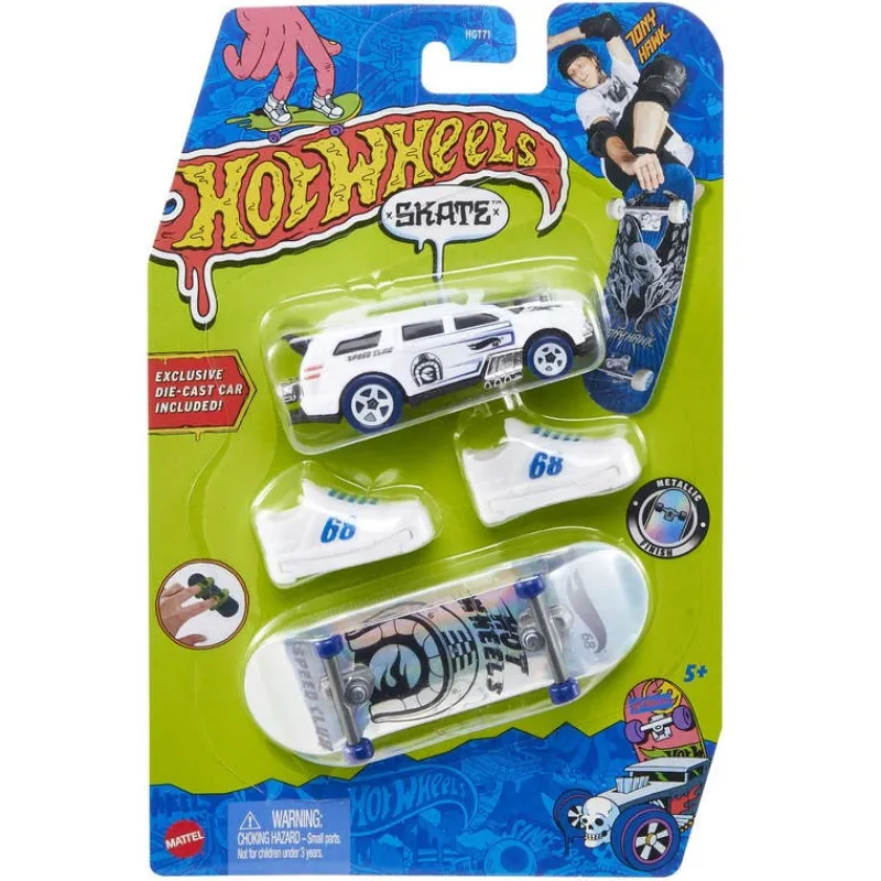 Hot Wheels 2 Pack Skate Patineta y Carro Blanco<Mattel Best