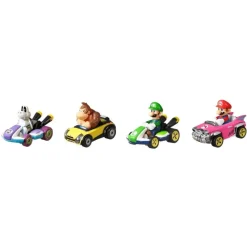 Hot Wheels Mario Kart Set de 4 Vehículos, incluye: Mario, Luigi, Donkey Kong y Skull<Mattel Hot