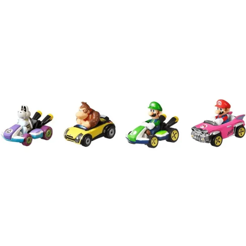 Hot Wheels Mario Kart Set de 4 Vehículos, incluye: Mario, Luigi, Donkey Kong y Skull<Mattel Hot