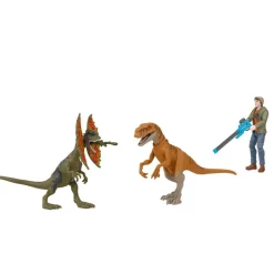 Jurassic World Animado Set de Juego con 2 Dinosaurios y una Figura de Acción de Owen<Mattel New