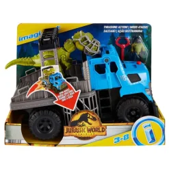 Jurassic World Imaginext Vehículo Transportador de Dinosaurios, Inlcuye Dinosaurio, Figura de acción y Lanzador de Dardos<Mattel Clearance