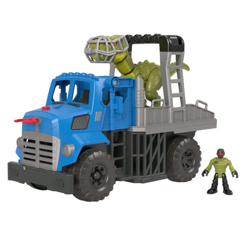 Jurassic World Imaginext Vehículo Transportador de Dinosaurios, Inlcuye Dinosaurio, Figura de acción y Lanzador de Dardos<Mattel Clearance