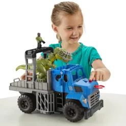 Jurassic World Imaginext Vehículo Transportador de Dinosaurios, Inlcuye Dinosaurio, Figura de acción y Lanzador de Dardos<Mattel Clearance