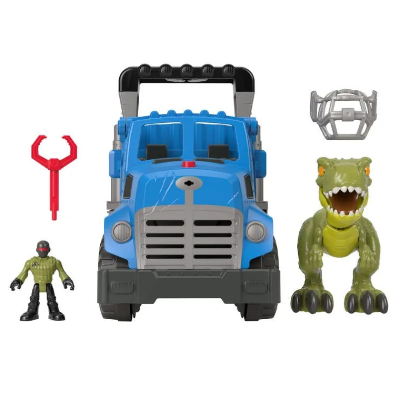 Jurassic World Imaginext Vehículo Transportador de Dinosaurios, Inlcuye Dinosaurio, Figura de acción y Lanzador de Dardos<Mattel Clearance