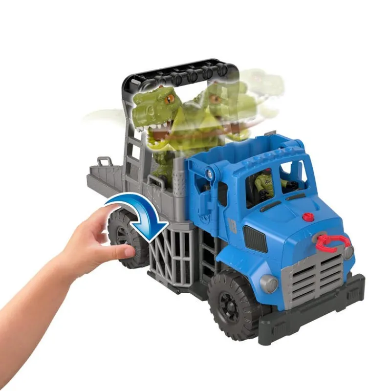 Jurassic World Imaginext Vehículo Transportador de Dinosaurios, Inlcuye Dinosaurio, Figura de acción y Lanzador de Dardos<Mattel Clearance
