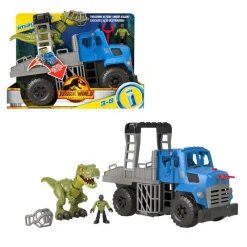 Jurassic World Imaginext Vehículo Transportador de Dinosaurios, Inlcuye Dinosaurio, Figura de acción y Lanzador de Dardos<Mattel Clearance