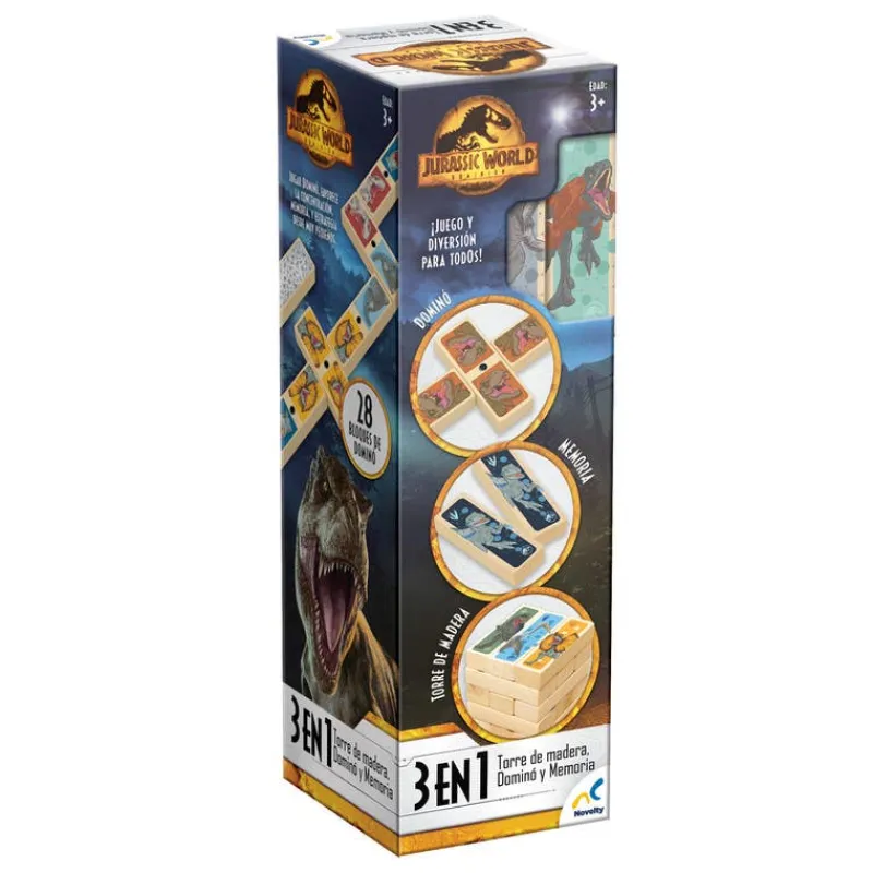 Jurassic World Jenga con Domino Juegos de Mesa<Novelty Fashion