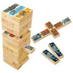 Jurassic World Jenga con Domino Juegos de Mesa<Novelty Fashion