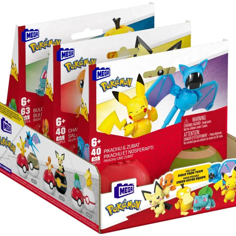 Pokémon 2 Pack Pokébolas Incluye Charmander y Pichu Mega Bloks<Mattel Hot