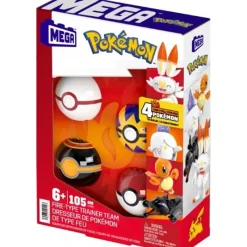 Pokémon Equipo de Fuego Mega Construx con 4 Pokeballs<Mattel Fashion