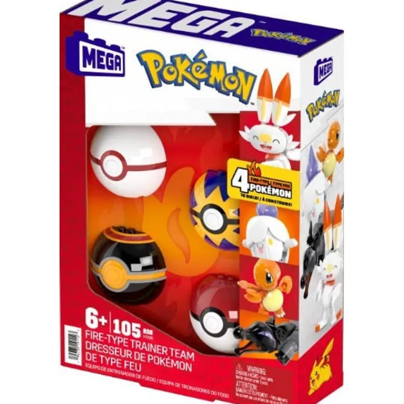 Pokémon Equipo de Fuego Mega Construx con 4 Pokeballs<Mattel Fashion