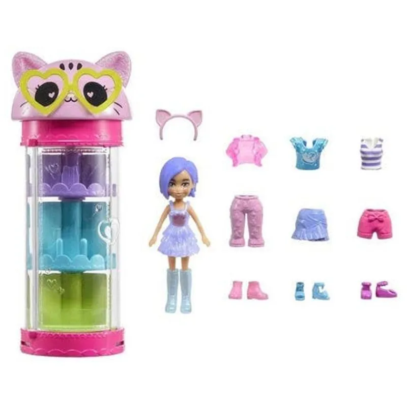 Polly Pocket Muñeca Tubo de Gatito con 3 Outfits<Mattel Online