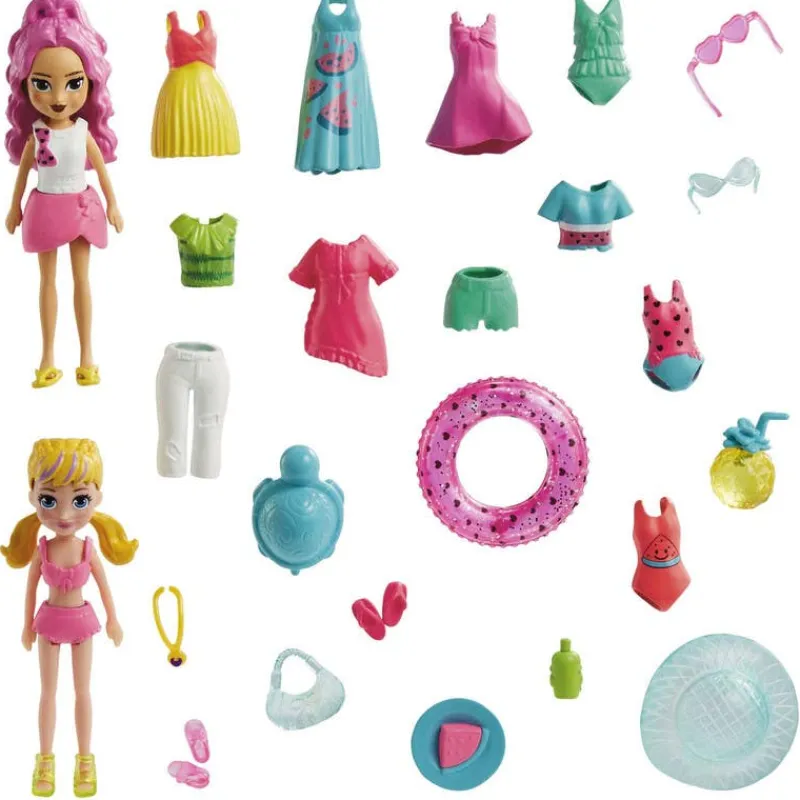 Polly Pocket Set de Juegos Moda de Playa 2 Muñecas con más de 15 accesorios<Mattel Outlet