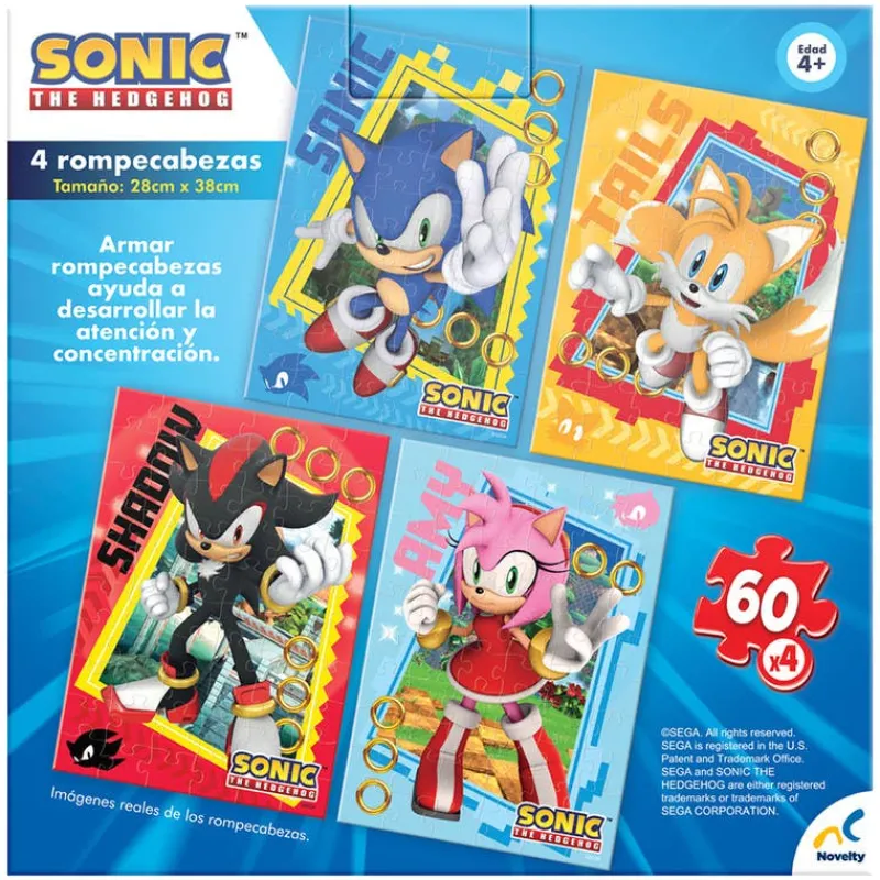 Rompecabezas 4 en 1 Sonic The Hedeghog 60 Piezas<Novelty Discount