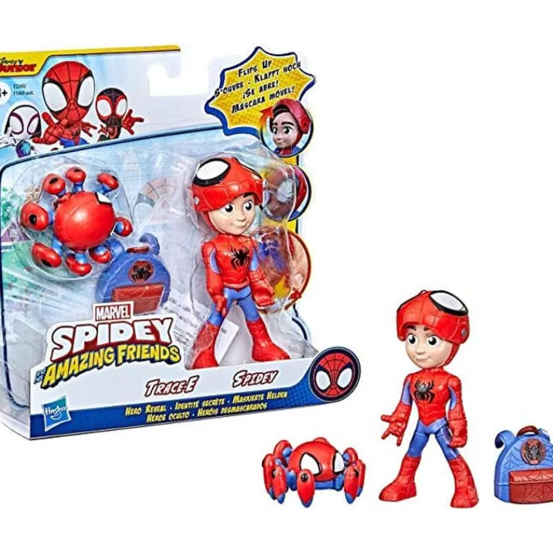 Spiderman Set de Figuras de Trace-E y Spidey con Máscara Desplegable<Hasbro New